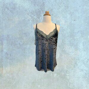 Chiffon Lace Cami V Neck Spaghetti Strap Top, L